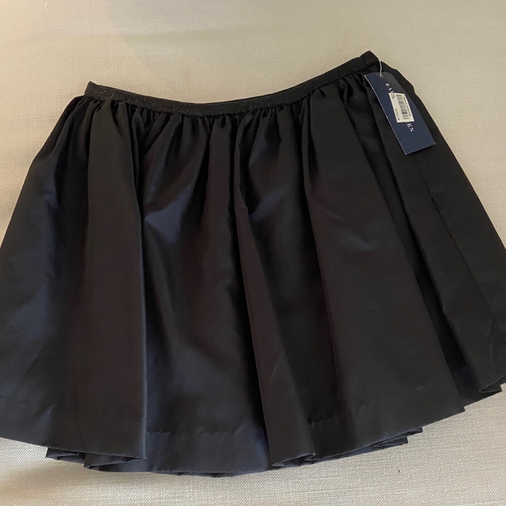 NWT Ralph Lauren Girl's Black Taffeta Mini Skirt; Size Girl's 12-14 (L)